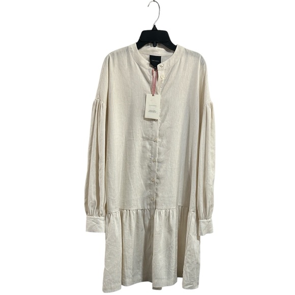 NWT Alex Marie Benson Linen Banded Button Long Slv Striped Dress Size 6 - Picture 1 of 13